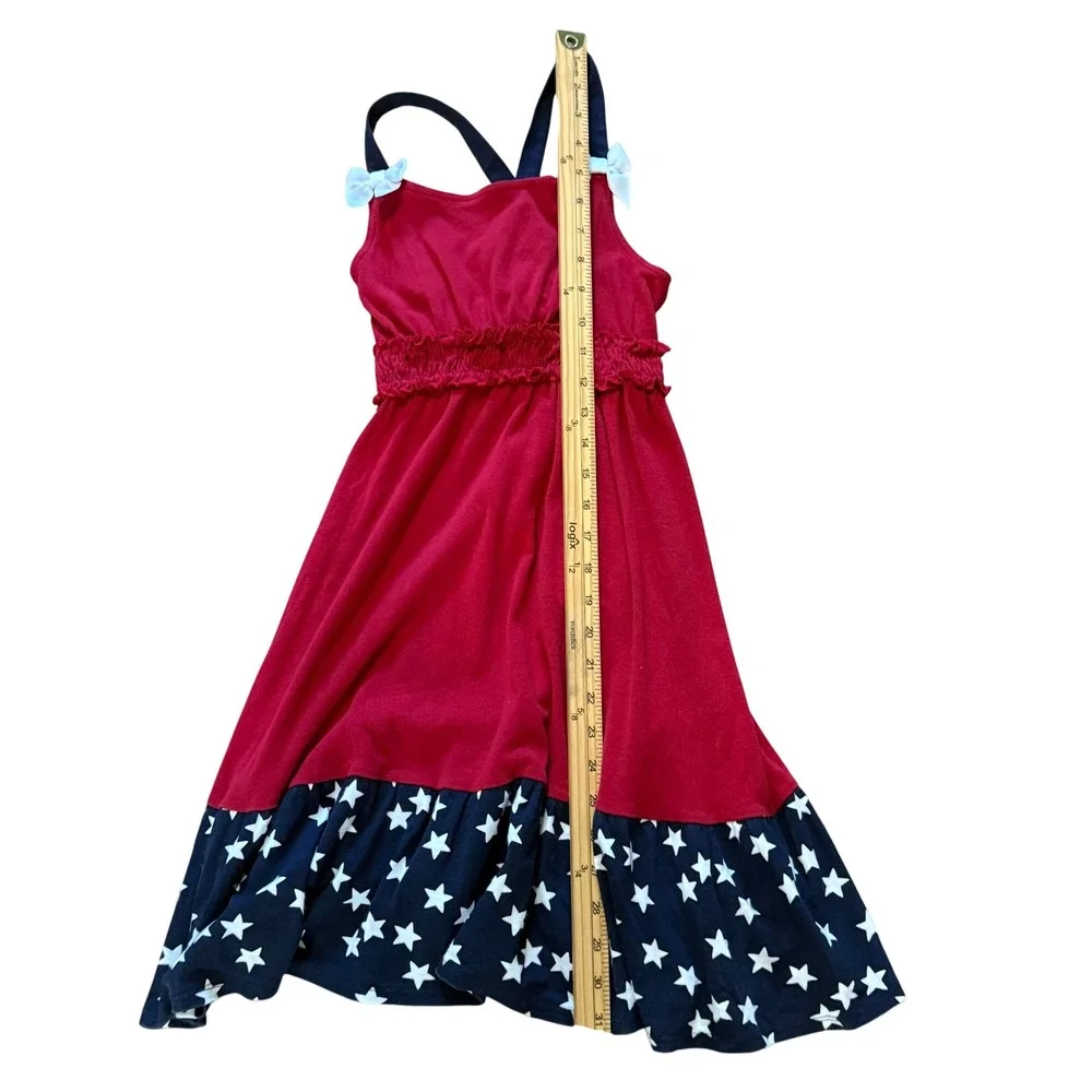 Girls Gymboree 4th Of July Sundress Patriotic Red White Blue Stars Bows Sz 10